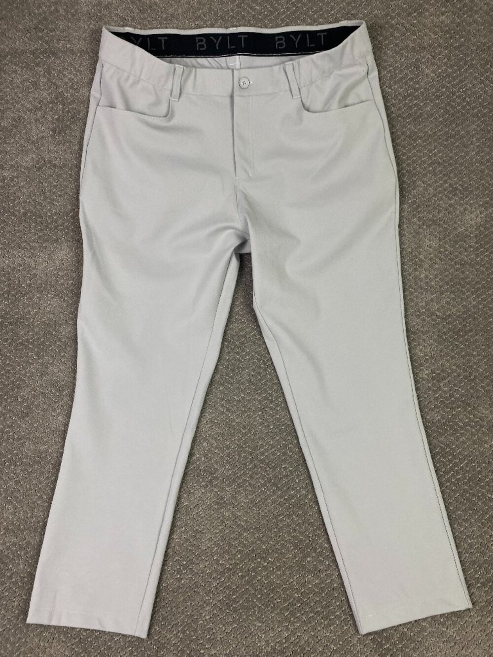 BYLT Pants Men's 38 x 28 Gray Performance Stretch Bamboo Golf Chino Fawn